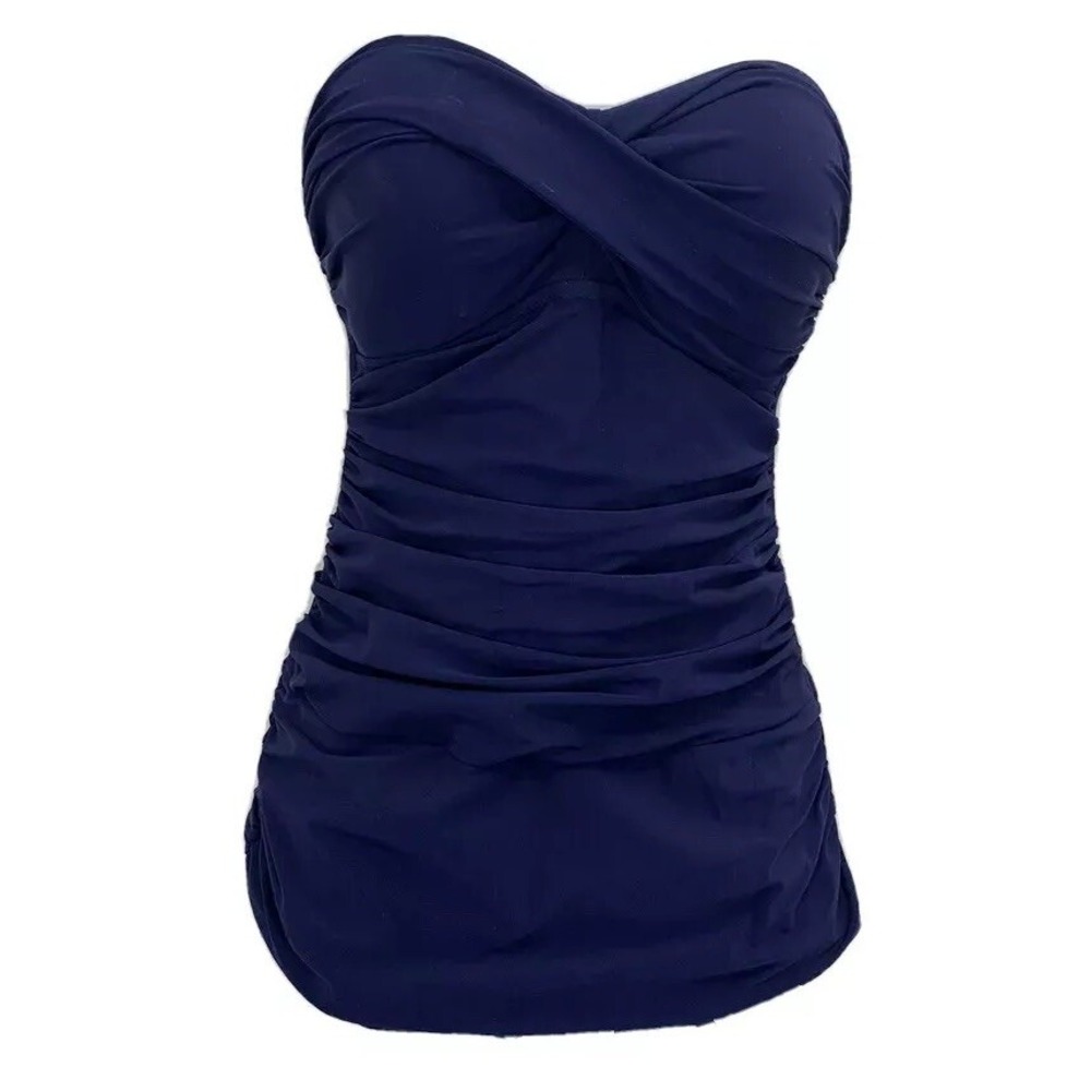 Swimsuit Profile by Gottex One Piece Navy Blue Bandeau Size 8